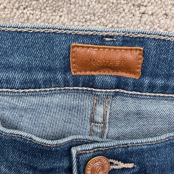 MOTHER Jeans Womens 28 Blue Insider Ankle Fray Sweet Lime Cropped Flare USA VTG - Picture 3 of 15